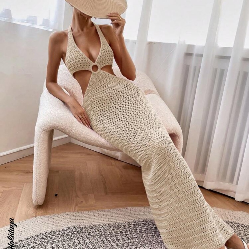 Cream Crochet Maxi Dress